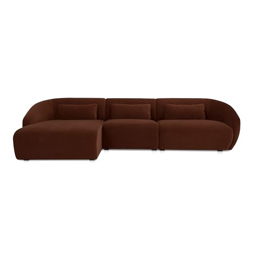 NADAAL STUDIOS Emery Lounge Modular Sectional Left, 4-Seater, Contemporary Design, Chestnut Brown Upholstery