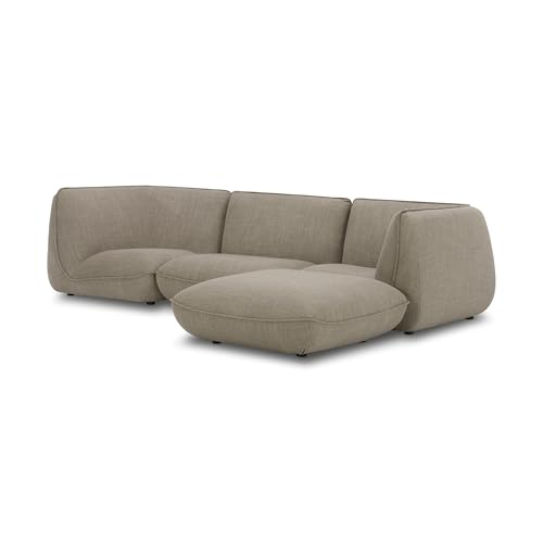 NADAAL STUDIOS Winston Lounge Modular Sectional Sofa, Polyester Blend Upholstery, 4-Seater, Speckled Pumice