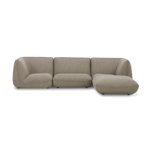 NADAAL STUDIOS Winston Lounge Modular Sectional Sofa, Polyester Blend Upholstery, 4-Seater, Speckled Pumice