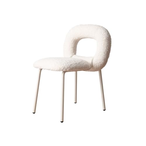 CAOJLjiaxiang-2012 Dining Chairs Modern Boucle Dining Chairs, Kitchen & Dining Room Chairs, Backrest Upholstered Dining Chairs with Metal Legs Dining Room Chairs(White)