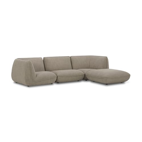 NADAAL STUDIOS Winston Lounge Modular Sectional Sofa, Polyester Blend Upholstery, 4-Seater, Speckled Pumice