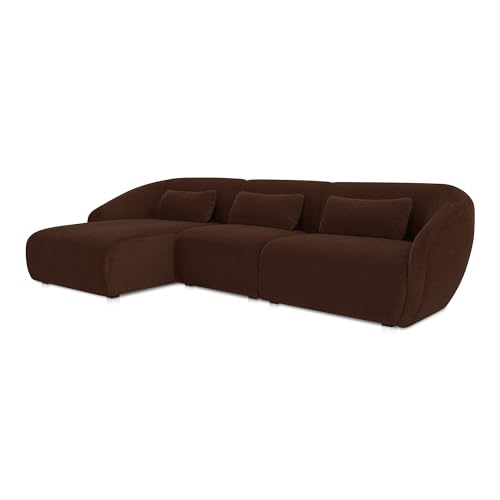 NADAAL STUDIOS Emery Lounge Modular Sectional Left, 4-Seater, Contemporary Design, Chestnut Brown Upholstery