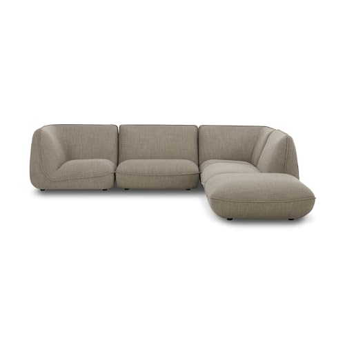 NADAAL STUDIOS Winston Lounge Modular Sectional Sofa, Polyester Blend Upholstery, 4-Seater, Speckled Pumice