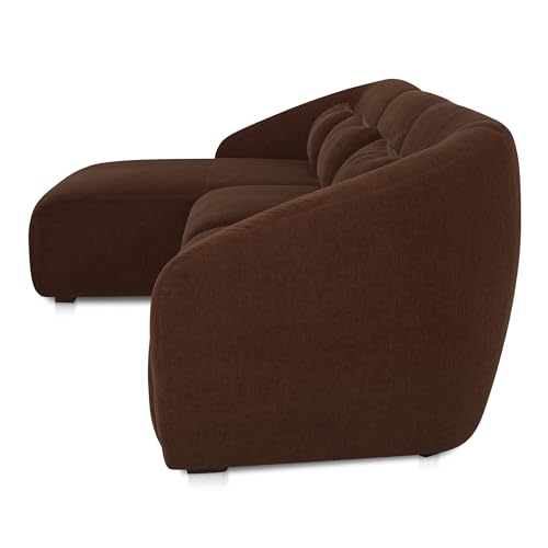 NADAAL STUDIOS Emery Lounge Modular Sectional Left, 4-Seater, Contemporary Design, Chestnut Brown Upholstery