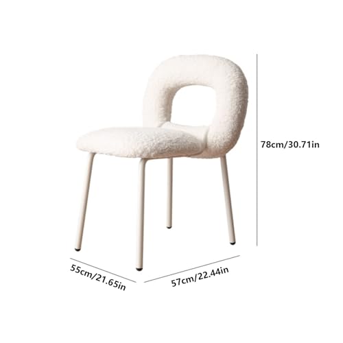 CAOJLjiaxiang-2012 Dining Chairs Modern Boucle Dining Chairs, Kitchen & Dining Room Chairs, Backrest Upholstered Dining Chairs with Metal Legs Dining Room Chairs(White)