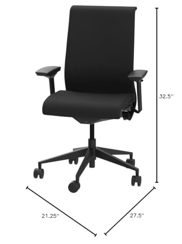 Steelcase Think Chair - Sophisticated, Multi-User Chair - Five Points of Adjustability - Ergonomic Office Chair - Spine Comfort - Lumbar Support - Adjustable Arms - Black