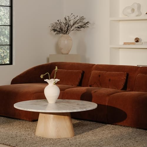 NADAAL STUDIOS Emery Lounge Modular Sectional Left, 4-Seater, Contemporary Design, Chestnut Brown Upholstery