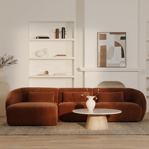 NADAAL STUDIOS Emery Lounge Modular Sectional Left, 4-Seater, Contemporary Design, Chestnut Brown Upholstery