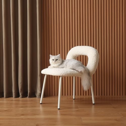 CAOJLjiaxiang-2012 Dining Chairs Modern Boucle Dining Chairs, Kitchen & Dining Room Chairs, Backrest Upholstered Dining Chairs with Metal Legs Dining Room Chairs(White)