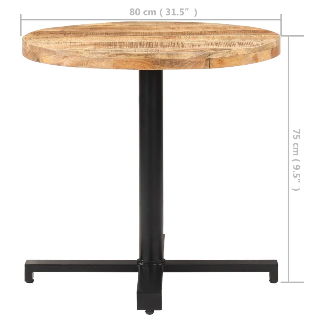 Cocktail Table, Space Saving Dinner Room Table, Bistro Table Round for Dining Room, Home Office, Living Room, Ø31.5"x29.5" Rough Mango Wood