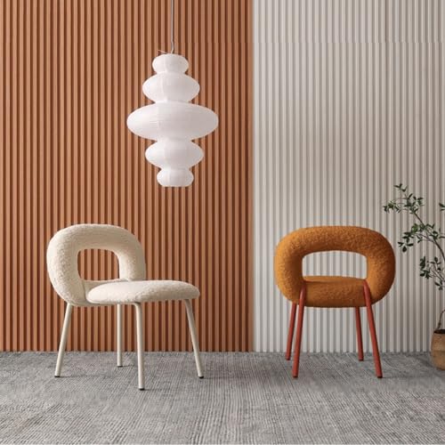 CAOJLjiaxiang-2012 Dining Chairs Modern Boucle Dining Chairs, Kitchen & Dining Room Chairs, Backrest Upholstered Dining Chairs with Metal Legs Dining Room Chairs(White)