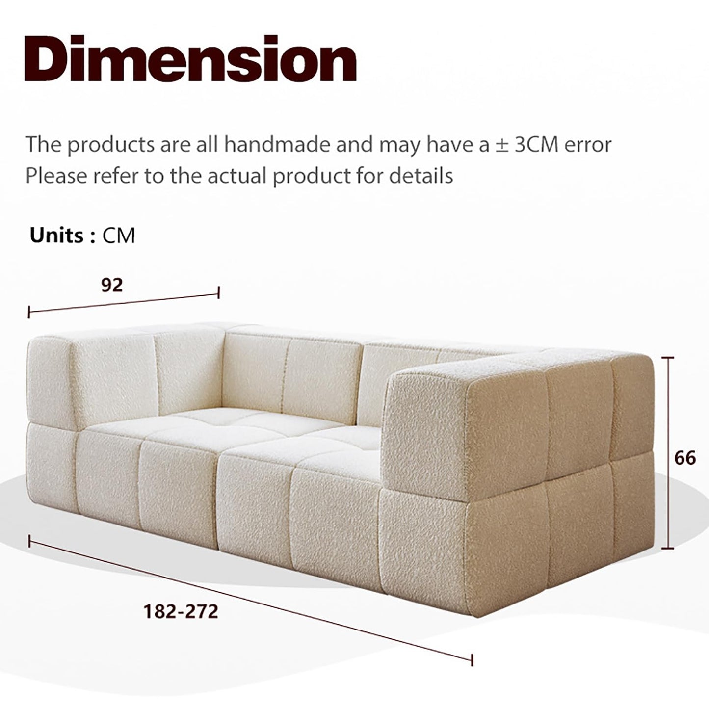 Modular Cloud Sectional Sofa Couch - Lounge Couches for Living Room, Modern Minimalist Sleeper Sofa, Deep Seat,272cm